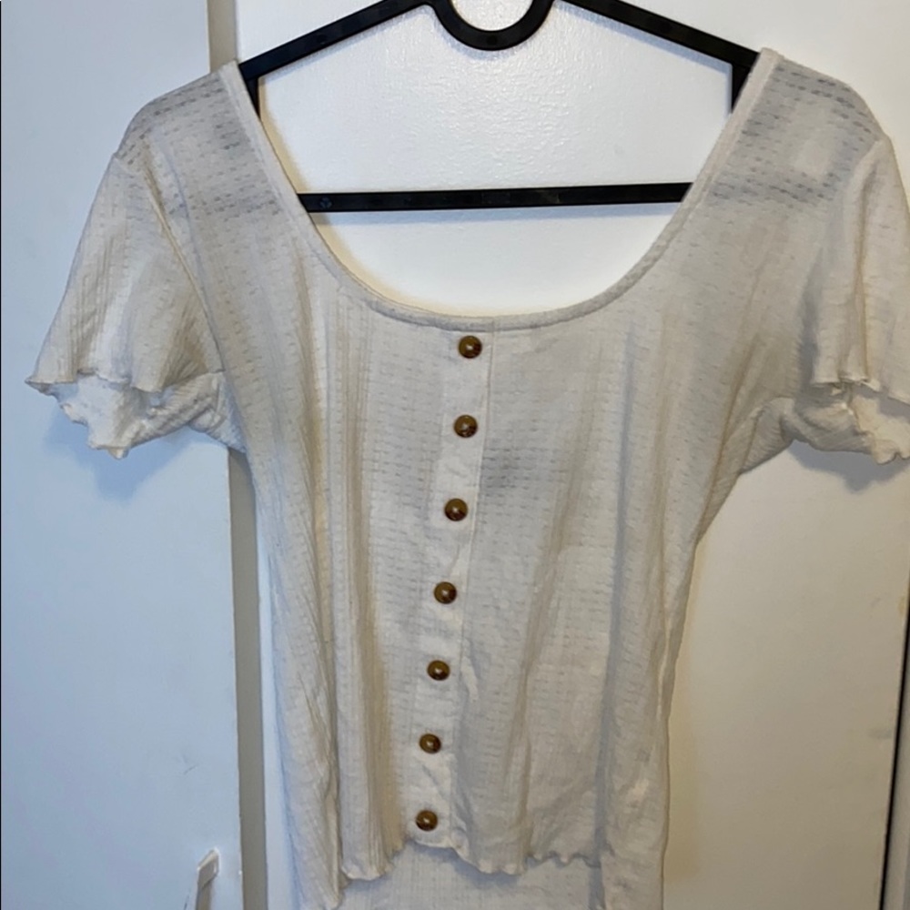 White button up crop top